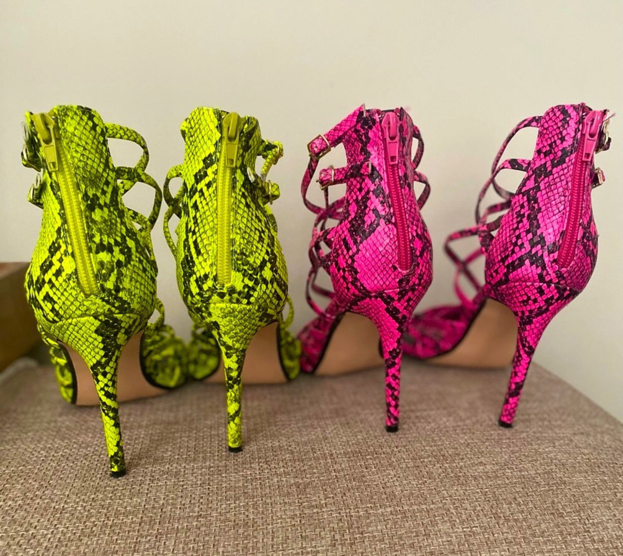 Set of 2 Neon Strappy Sandal Heels Lot