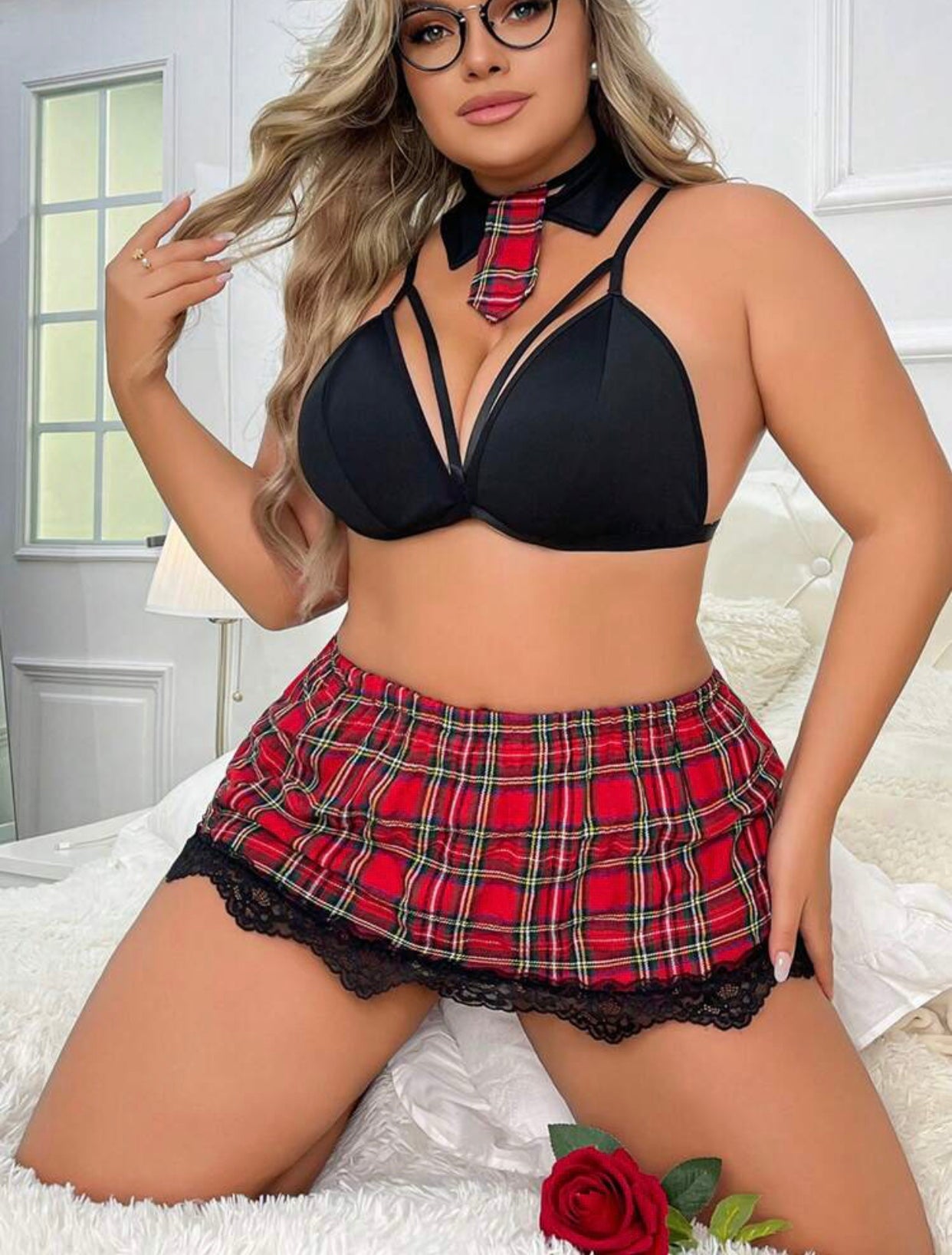 Lace Trim School Girl Sexy Costume