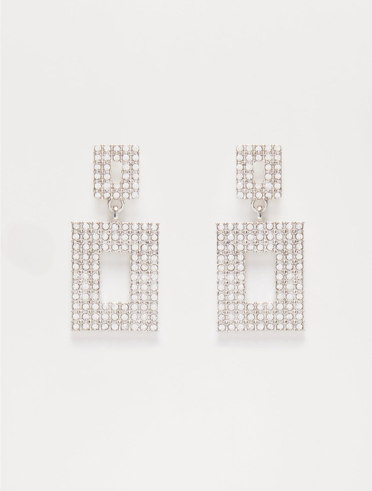 Elegant Silver Dinner Event Statement Earrings-Small