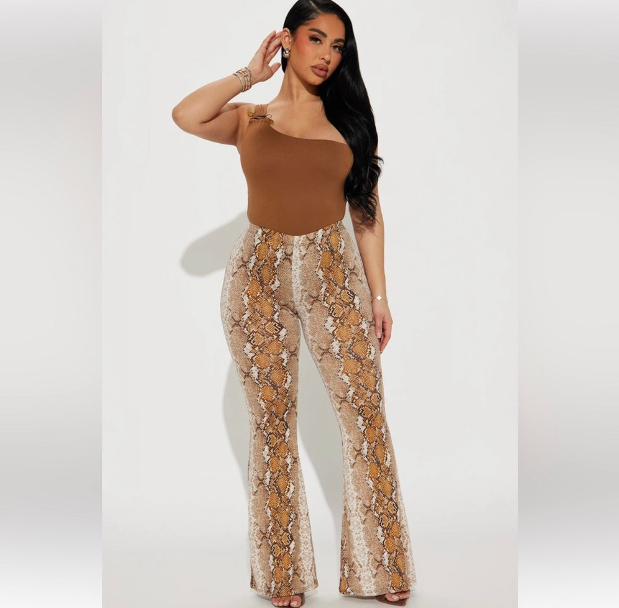 Snake Print Flare Pants Size L