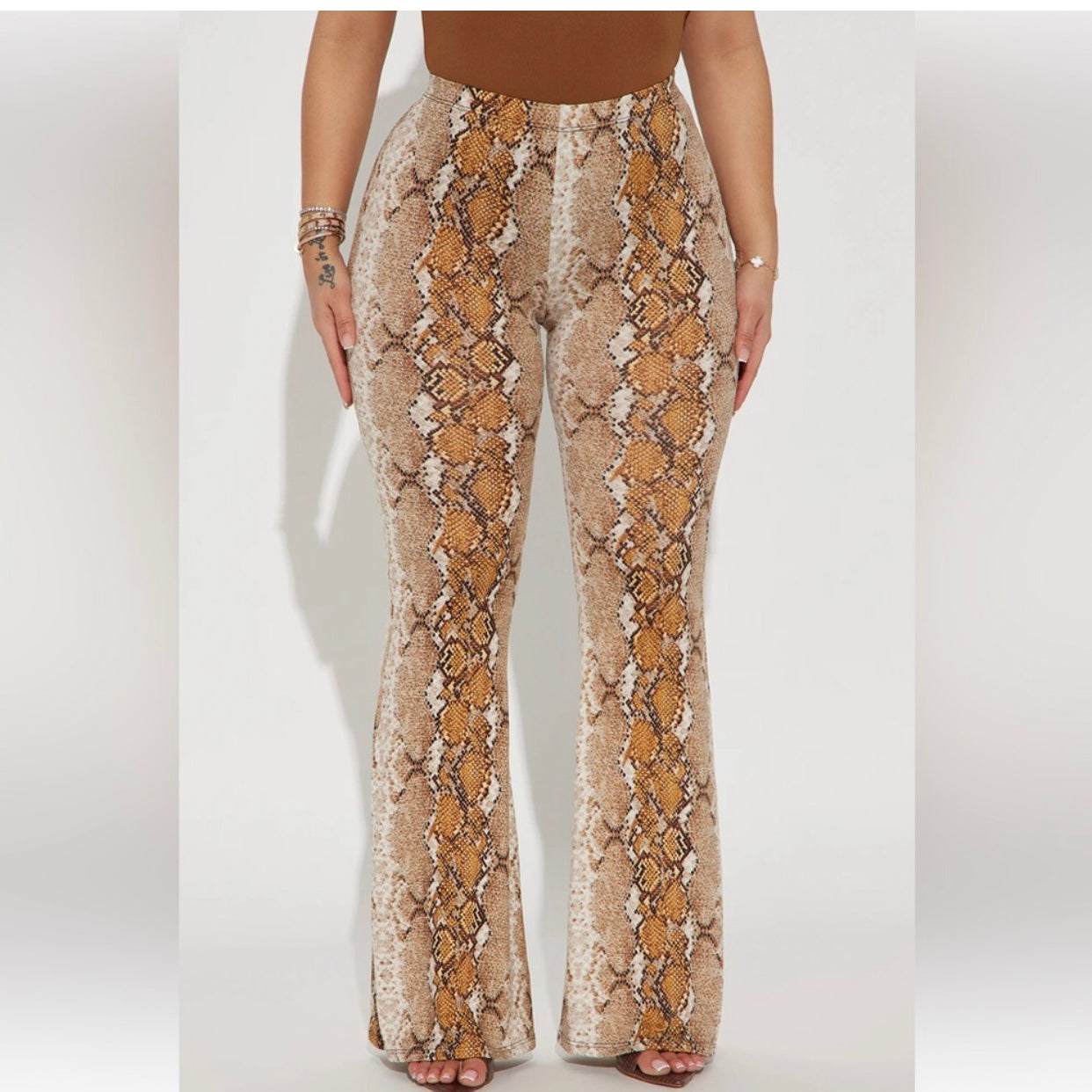 Snake Print Flare Pants Size L
