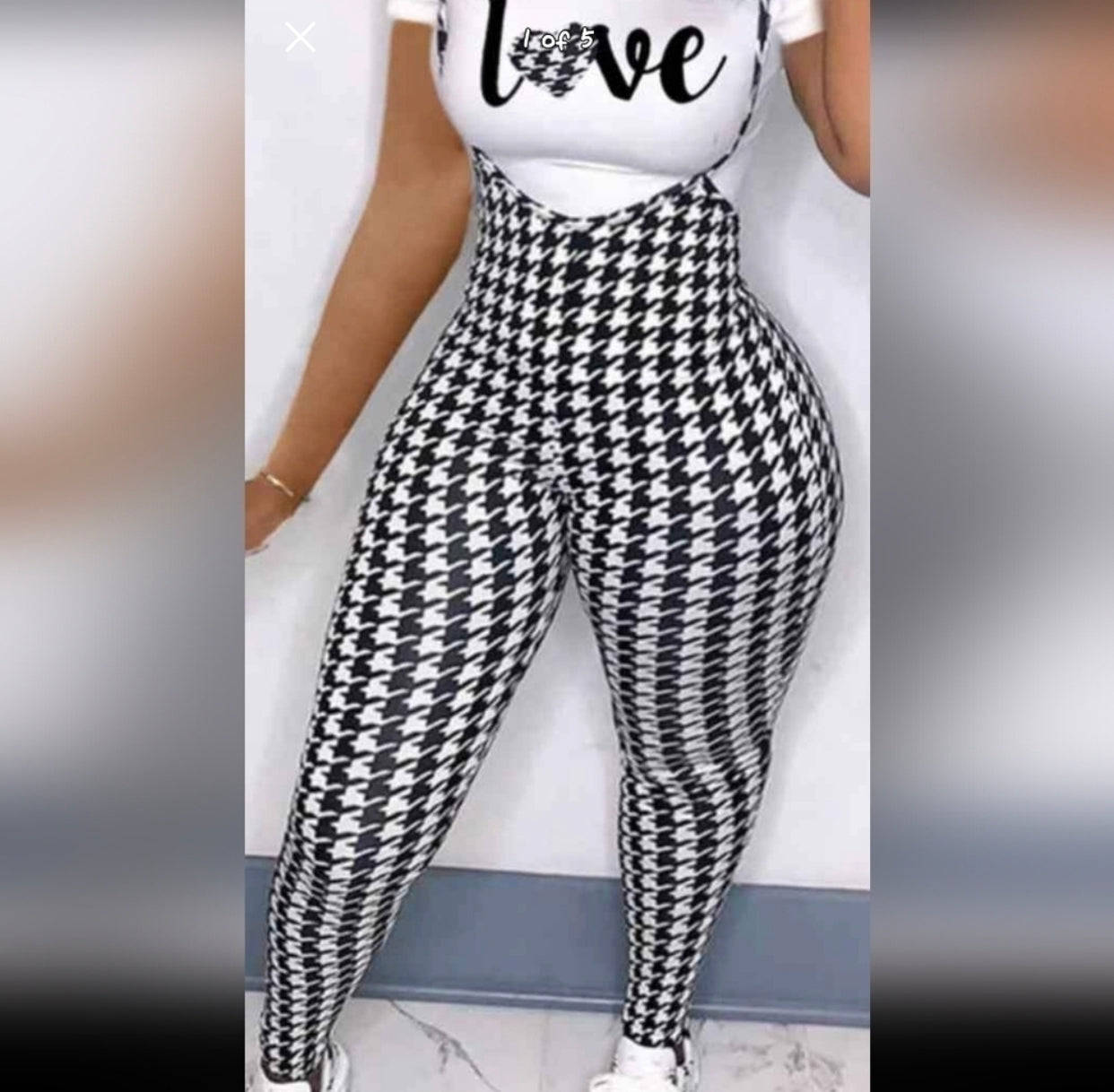 Plus Houndstooth Black and White 2pc Love Pant Set Size 3X