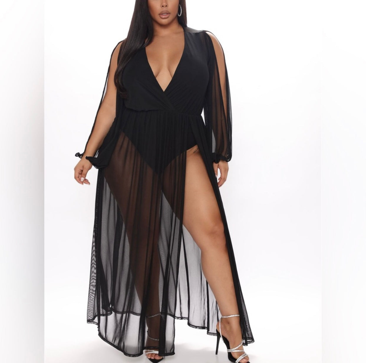 Exotic Sheer Maxi Dress 1X
