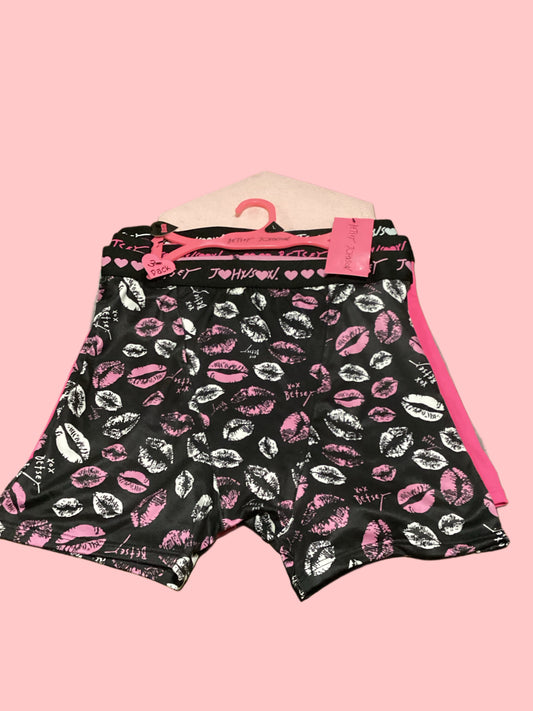 Betsy Johnson Black and Pink Lip Print Women Boxer Briefs (3pack)