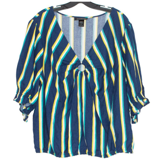 Ashley Stewart Top Blue with Stripes