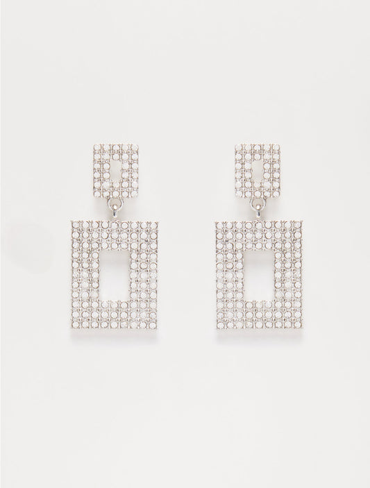 Elegant Silver Dinner Event Statement Earrings-Small