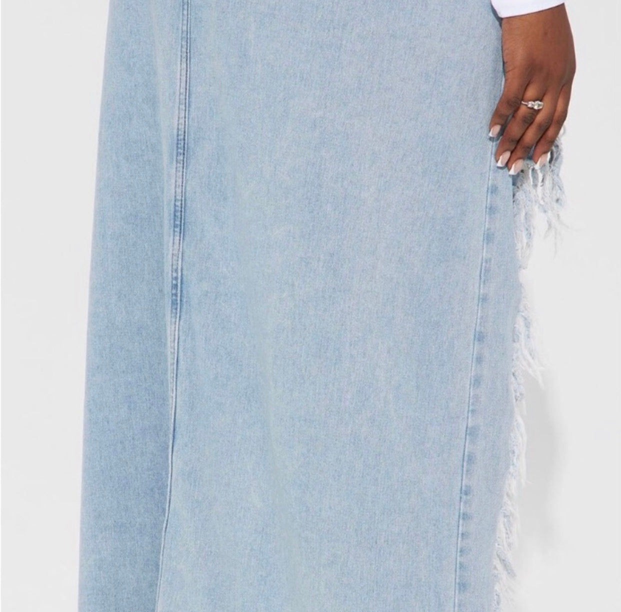 Plus Dramatic Distressed Denim Skirt Size 18