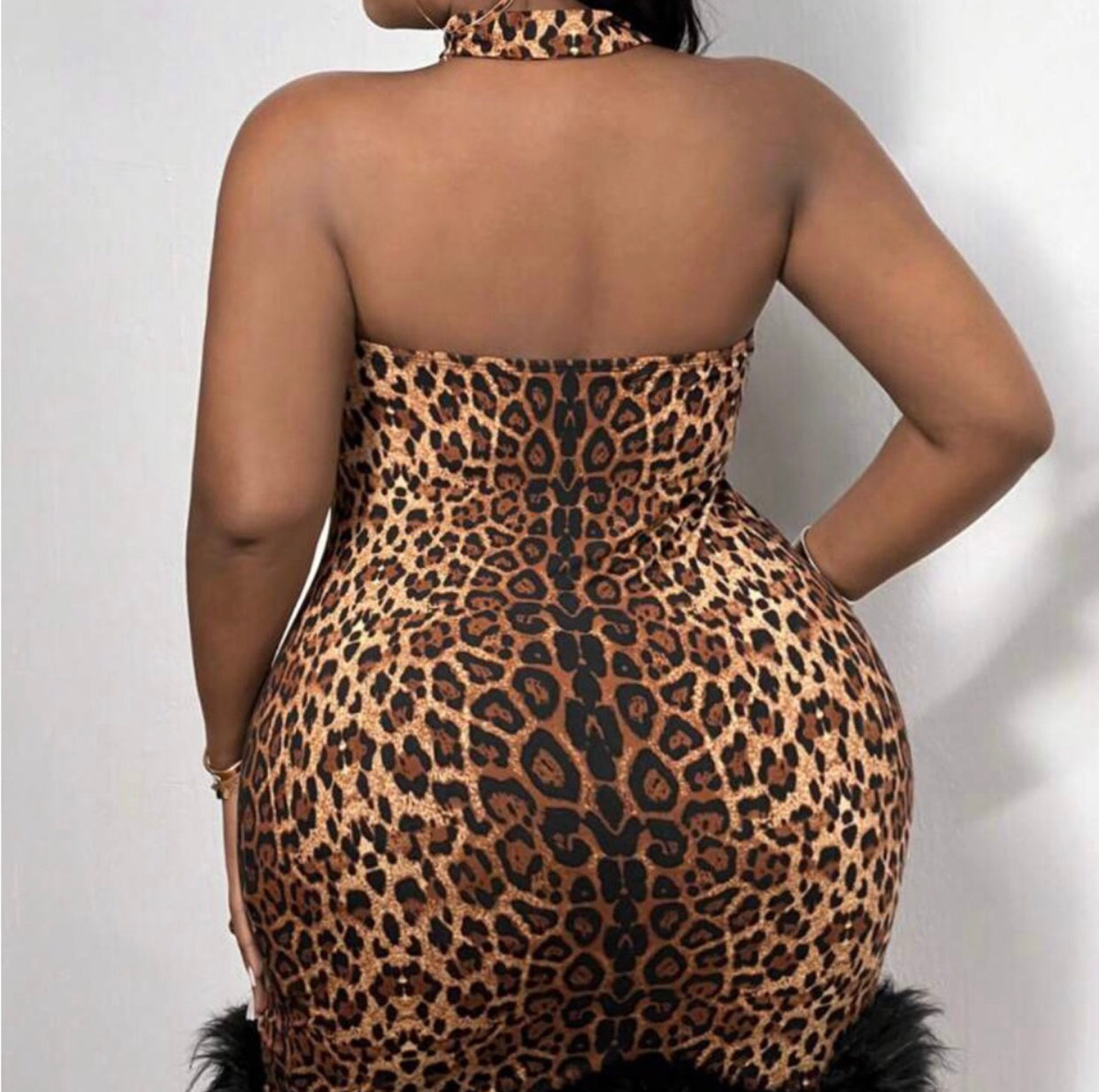 Plus Size Leopard&Faux Fur Mini Size 18