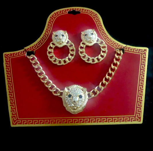 Gold Lioness Jewelry Set