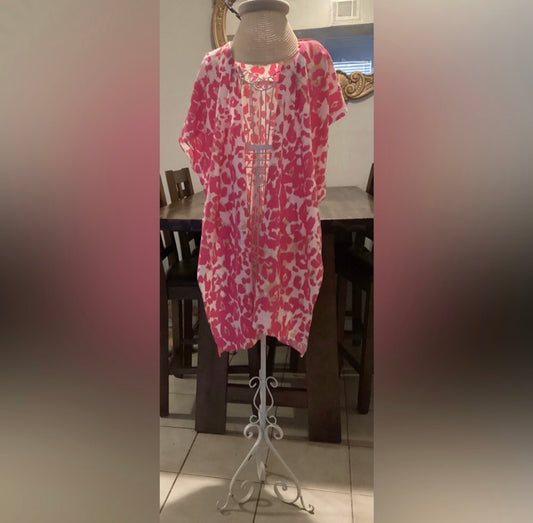 Pink Leopard Ruana &Visor Set