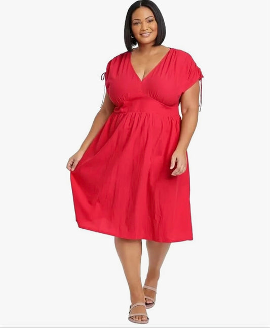 Ava&Viv Plus Short Sleeve Tied Dress Size 3X