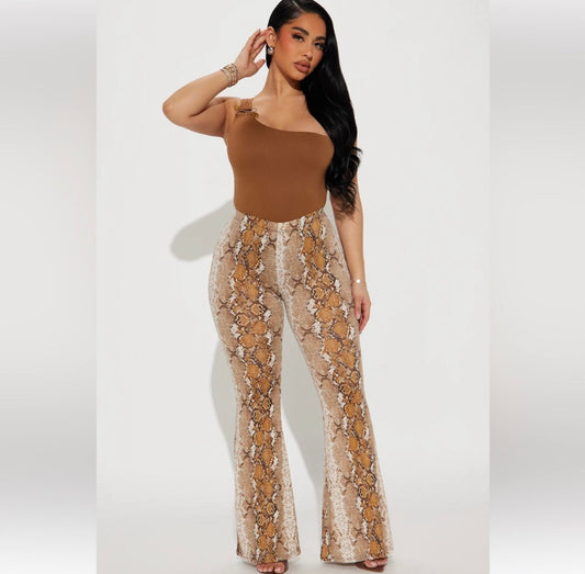 Snake Print Flare Pants Size L