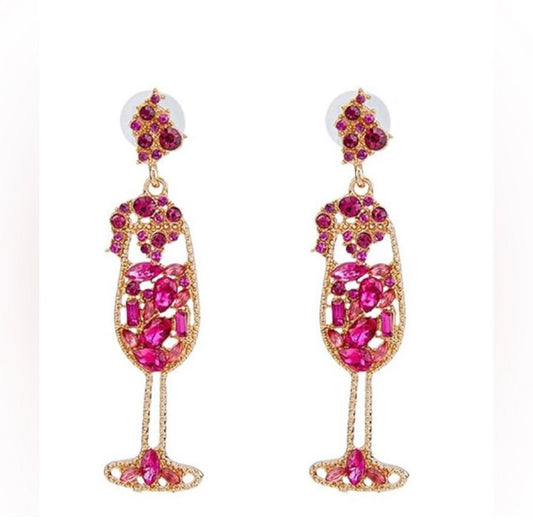 Elegant Gold&Pink Champagne Earrings-Small