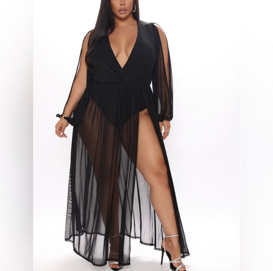 Exotic Sheer Maxi Dress 1X